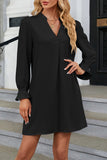 Lutaotie Daily Simplicity Solid Fold V Neck Long Sleeve Dresses