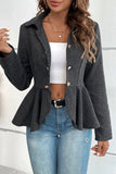 lutaotie Work Celebrities Solid Stringy Selvedge Turndown Collar Outerwear