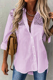 Lutaotie Casual Solid Lace Turndown Collar Blouses(5 Colors)