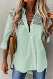 Lutaotie Casual Solid Lace Turndown Collar Blouses(5 Colors)