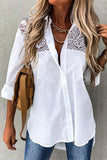 Lutaotie Casual Solid Lace Turndown Collar Blouses(5 Colors)