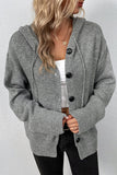 Lutaotie Casual Solid Buttons Hooded Collar Tops