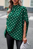 Lutaotie British Style Elegant Polka Dot Bandage Mandarin Collar Tops