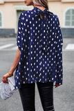 Lutaotie British Style Elegant Polka Dot Bandage Mandarin Collar Tops