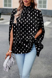 Lutaotie British Style Elegant Polka Dot Bandage Mandarin Collar Tops