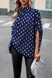 Lutaotie British Style Elegant Polka Dot Bandage Mandarin Collar Tops