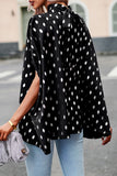 Lutaotie British Style Elegant Polka Dot Bandage Mandarin Collar Tops