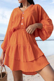 Lutaotie Simplicity Solid Buttons V Neck A Line Dresses