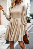 Lutaotie Elegant Solid Half A Turtleneck A Line Dresses