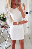 Lutaotie Sexy Solid Lace O Neck A Line Dresses