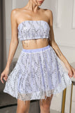 Lutaotie Sexy Celebrities Solid Tassel Sequins Strapless Sleeveless Two Pieces