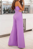 Lutaotie Casual Solid Pocket Slit Strapless Regular Jumpsuits