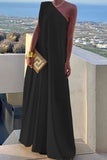 Lutaotie Elegant Simplicity Solid Asymmetrical Oblique Collar Evening Dress Dresses(3 Colors)