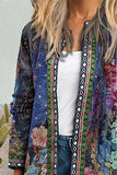 lutaotie Casual Print Pocket O Neck Outerwear