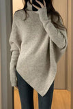 Lutaotie Casual Solid Asymmetrical Turtleneck Tops