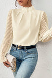 Lutaotie Casual Solid Patchwork Flounce Half A Turtleneck Tops