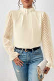 Lutaotie Casual Solid Patchwork Flounce Half A Turtleneck Tops