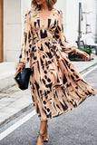 Lutaotie Elegant Geometric Printing V Neck A Line Dresses