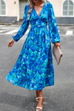 Lutaotie Elegant Geometric Printing V Neck A Line Dresses