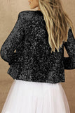 lutaotie Elegant Solid Sequins V Neck Outerwear