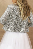 lutaotie Elegant Solid Sequins V Neck Outerwear