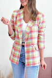 lutaotie Casual Color Block Contrast Turn-back Collar Outerwear