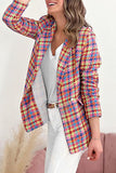 lutaotie Casual Color Block Contrast Turn-back Collar Outerwear