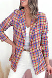 lutaotie Casual Color Block Contrast Turn-back Collar Outerwear