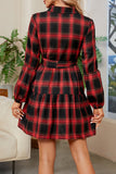 Lutaotie Casual Plaid Contrast Turndown Collar A Line Dresses