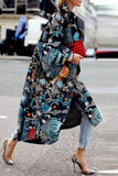 lutaotie Street Print Patchwork Turndown Collar Outerwear