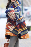 lutaotie Elegant Geometric Print Patchwork Hooded Collar Outerwear