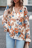 Lutaotie Sweet Elegant Floral Buttons V Neck Blouses(4 Colors)