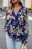 Lutaotie Sweet Elegant Floral Buttons V Neck Blouses(4 Colors)