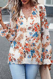 Lutaotie Sweet Elegant Floral Buttons V Neck Blouses(4 Colors)