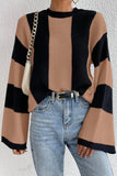 Lutaotie Casual Striped Contrast O Neck Tops