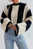 Lutaotie Casual Striped Contrast O Neck Tops