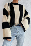 Lutaotie Casual Striped Contrast O Neck Tops