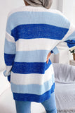 Lutaotie Street Striped Contrast Cardigan Collar Tops