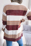 Lutaotie Street Striped Contrast Cardigan Collar Tops