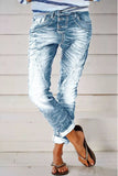 Lutaotie Casual Street Solid Make Old Patchwork High Waist Denim Jeans