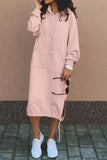 Lutaotie Casual Solid Patchwork Hooded Collar Long Sleeve Dresses