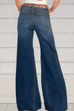 Lutaotie Street Solid High Waist Regular Denim Jeans(No Belt)