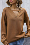 Lutaotie Casual Solid Buttons Tops