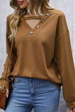 Lutaotie Casual Solid Buttons Tops