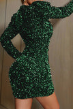 Lutaotie Sexy Casual Patchwork Sequins V Neck Long Sleeve Dresses