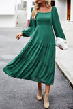 Lutaotie Celebrities Elegant Solid Patchwork Square Collar A Line Dresses