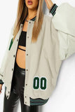 lutaotie Street Letter Embroidered O Neck Outerwear