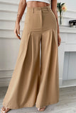 Lutaotie Elegant Solid Fold Loose Wide Leg Solid Color Bottoms(No Belt)