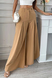 Lutaotie Elegant Solid Fold Loose Wide Leg Solid Color Bottoms(No Belt)