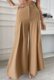 Lutaotie Elegant Solid Fold Loose Wide Leg Solid Color Bottoms(No Belt)